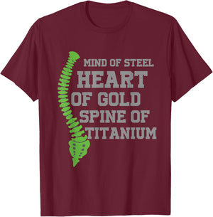 Heart Of Gold Spine Of Titanium Scoliosis Warrior T-Shirt - T-Shirt | Maroon