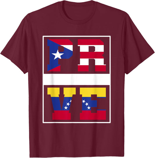 Half Boricua Venezuelan Mixed Heritage Puerto Rico Venezuela T-Shirt - T-Shirt | Maroon