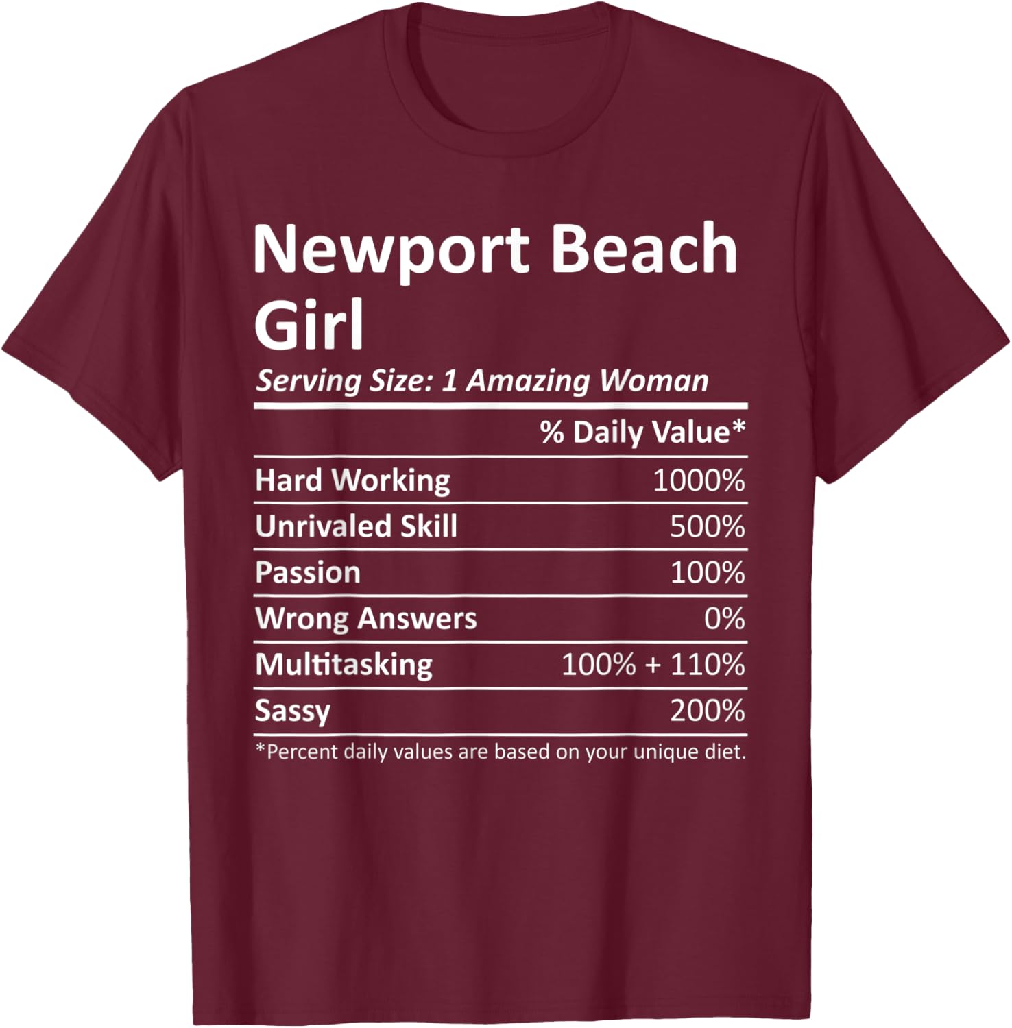 NEWPORT BEACH GIRL CA CALIFORNIA Funny City Home Roots Gift T-Shirt - T-Shirt | Maroon