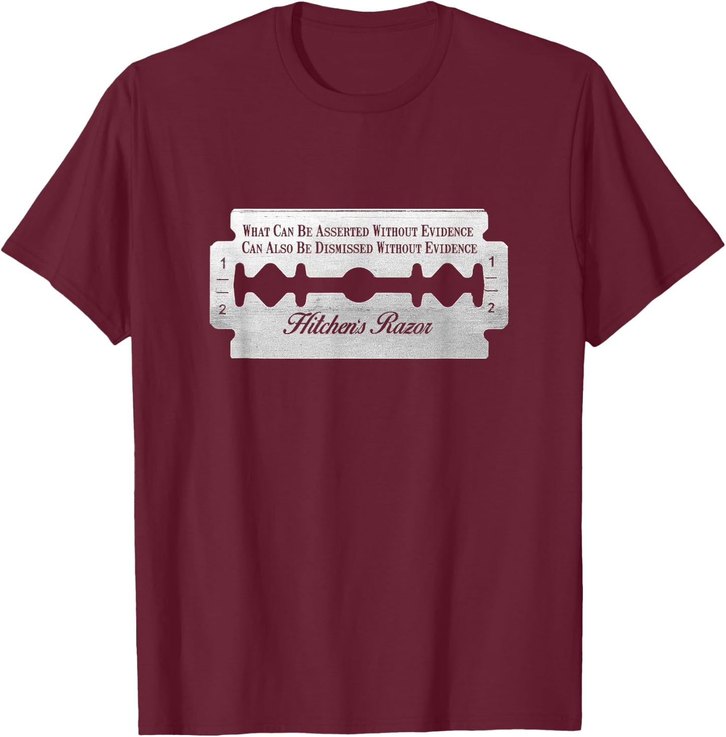 RationalWear Hitchens' Razor Blade , Small, Black T-Shirt - T-Shirt | Maroon