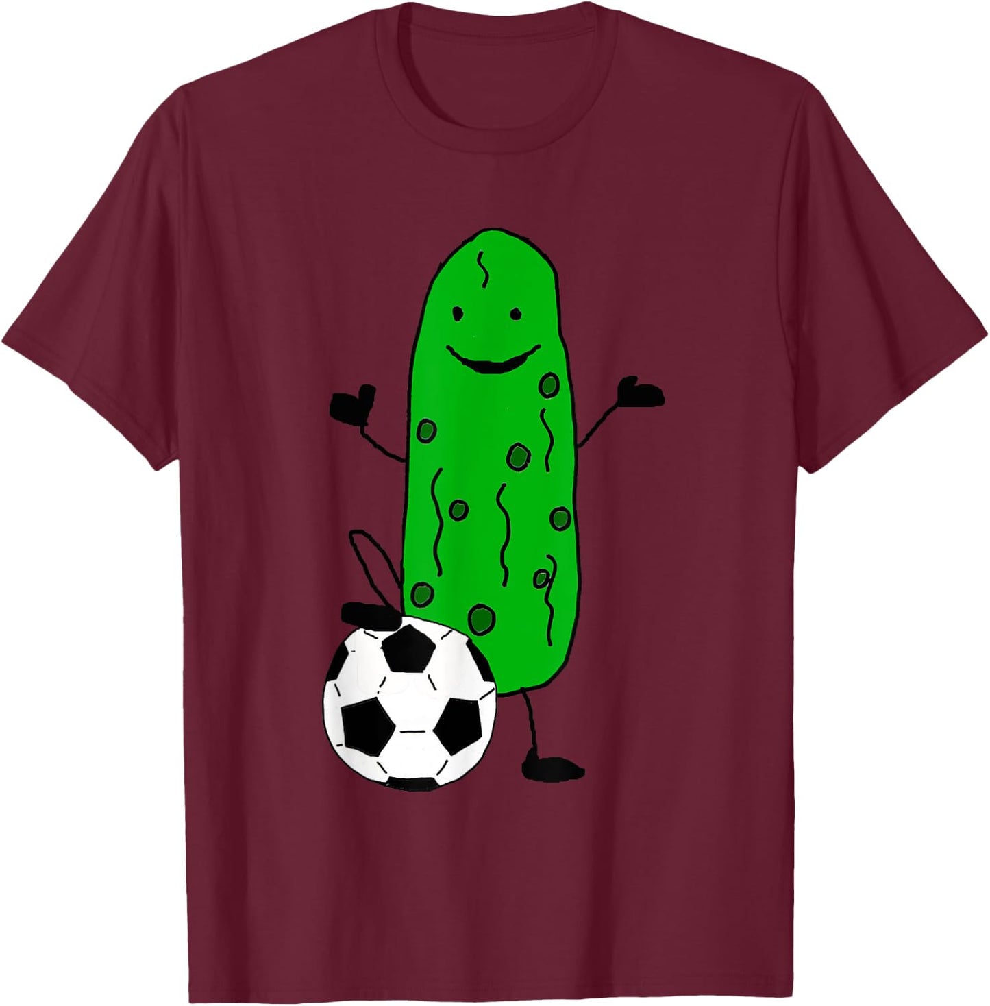 Smilealottees Funny Dill Pickle Playing Soccer T-Shirt - T-Shirt | Maroon