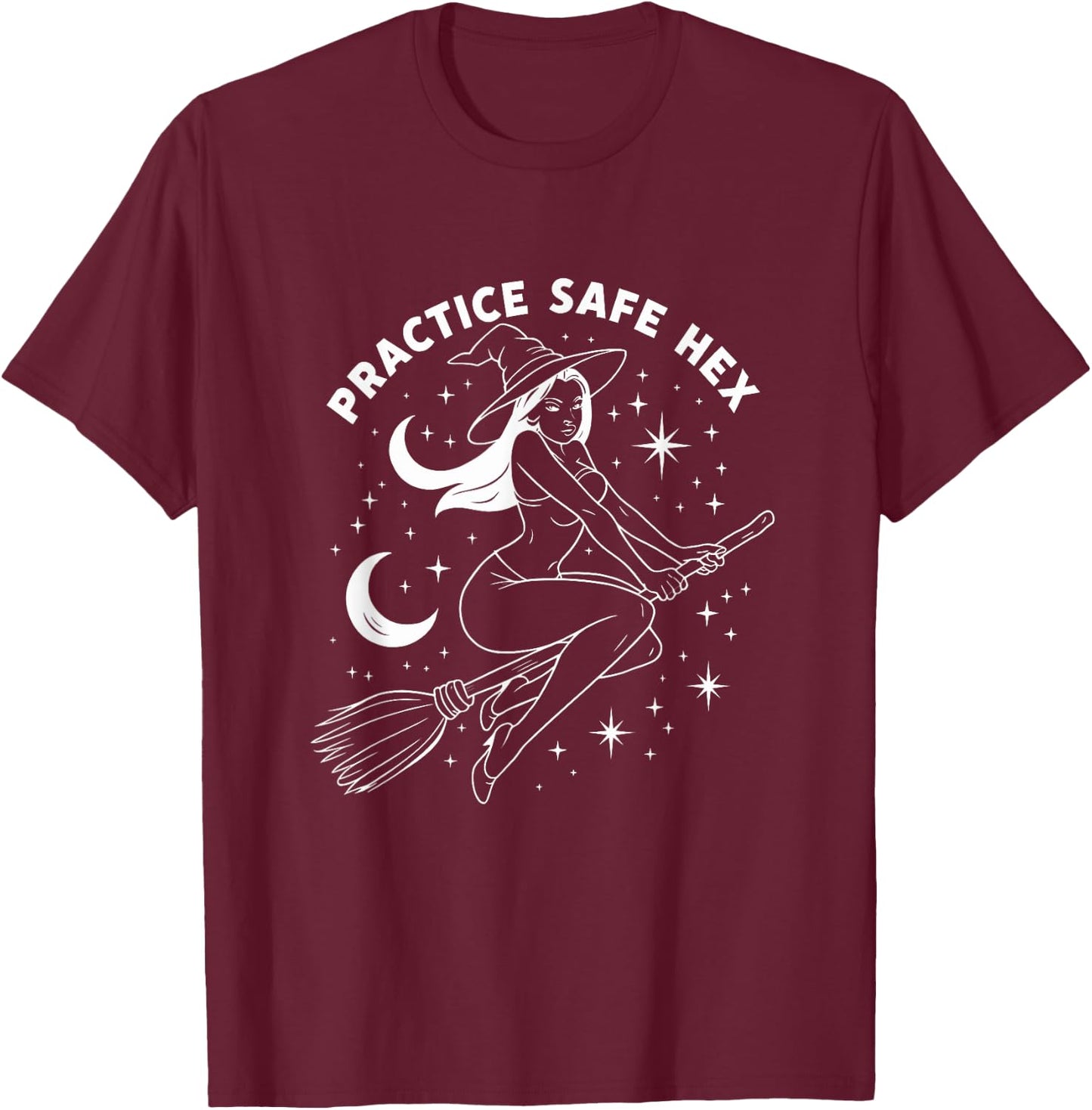 Practice Safe Hex - Halloween Pagan Education Witch T-Shirt - T-Shirt | Maroon
