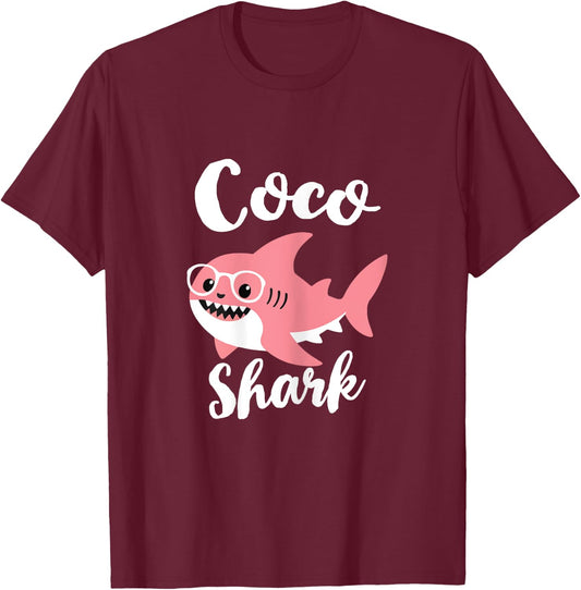 Coco Shark Mother's Day Grandma Funny T-Shirt - T-Shirt | Maroon