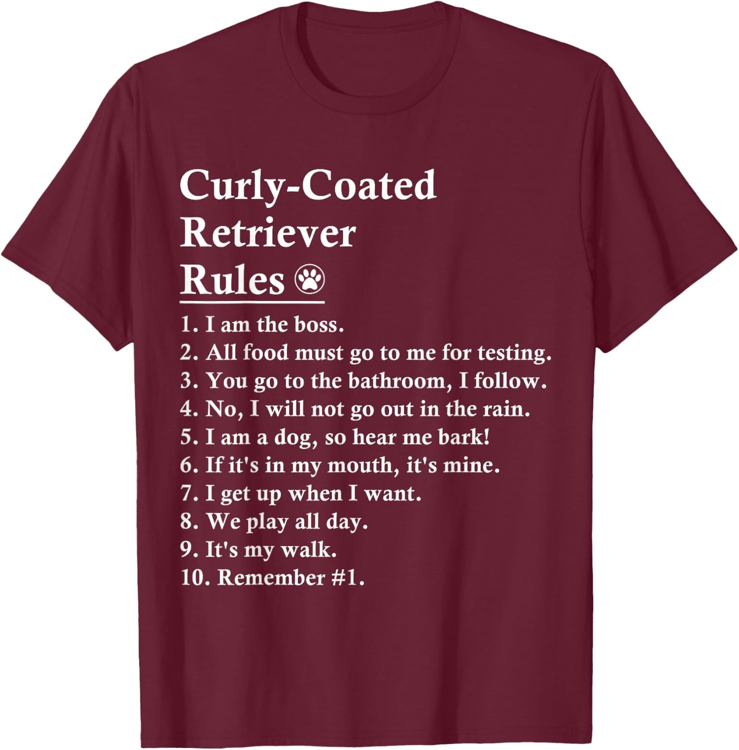 Funny Curly-coated Retriever Dog Rules Curly Women Kids T-Shirt - T-Shirt | Maroon
