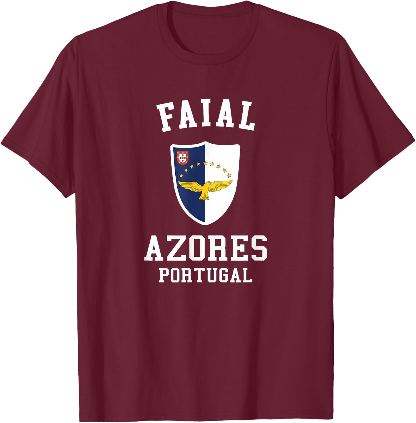 Faial Azores Flag - Faial Portugal Island Souvenir T-Shirt - T-Shirt | Maroon