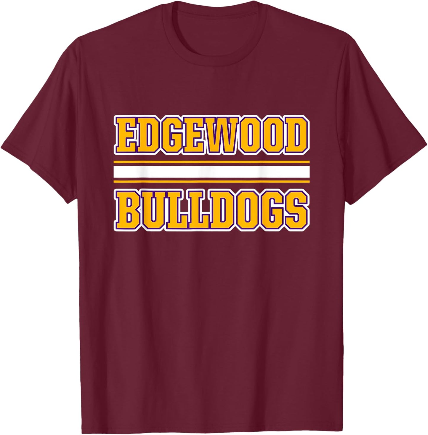 Edgewood Bulldogs Horizontal Stripes T-Shirt - T-Shirt | Maroon