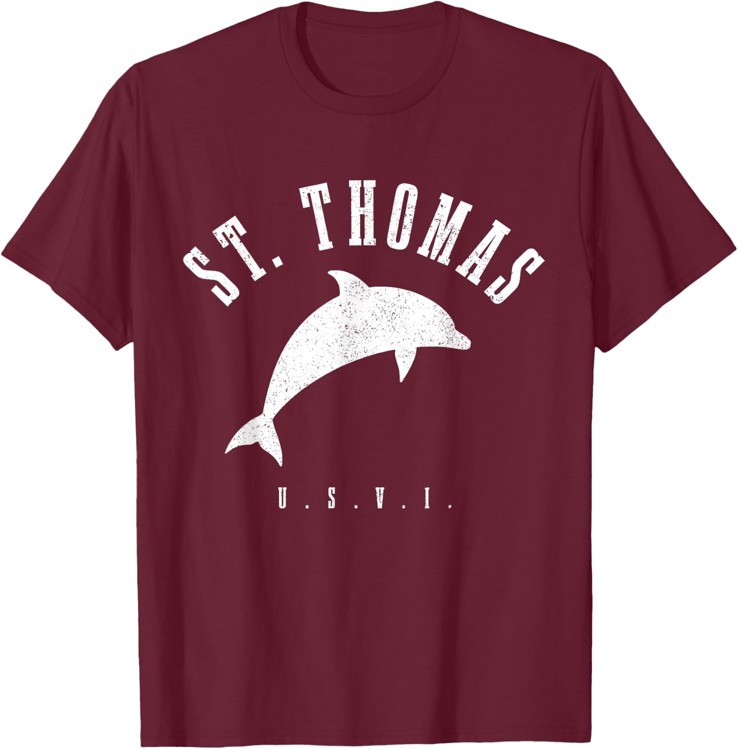 St. Thomas US Virgin Islands Dolphin Vacation USVI Vintage T-Shirt - T-Shirt | Maroon