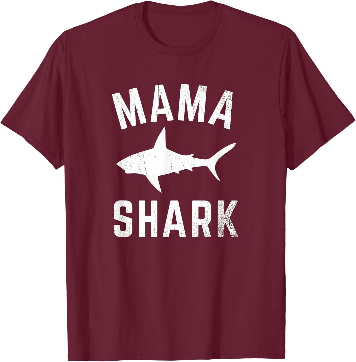 Mama Shark Family Matching Funny Shark Mommy T Shirt T-Shirt - T-Shirt | Maroon