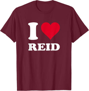 Red Heart I Love Reid T-Shirt - T-Shirt | Maroon