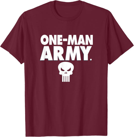 Marvel Punisher One-Man Army Classic Skull Logo T-Shirt - T-Shirt | Maroon