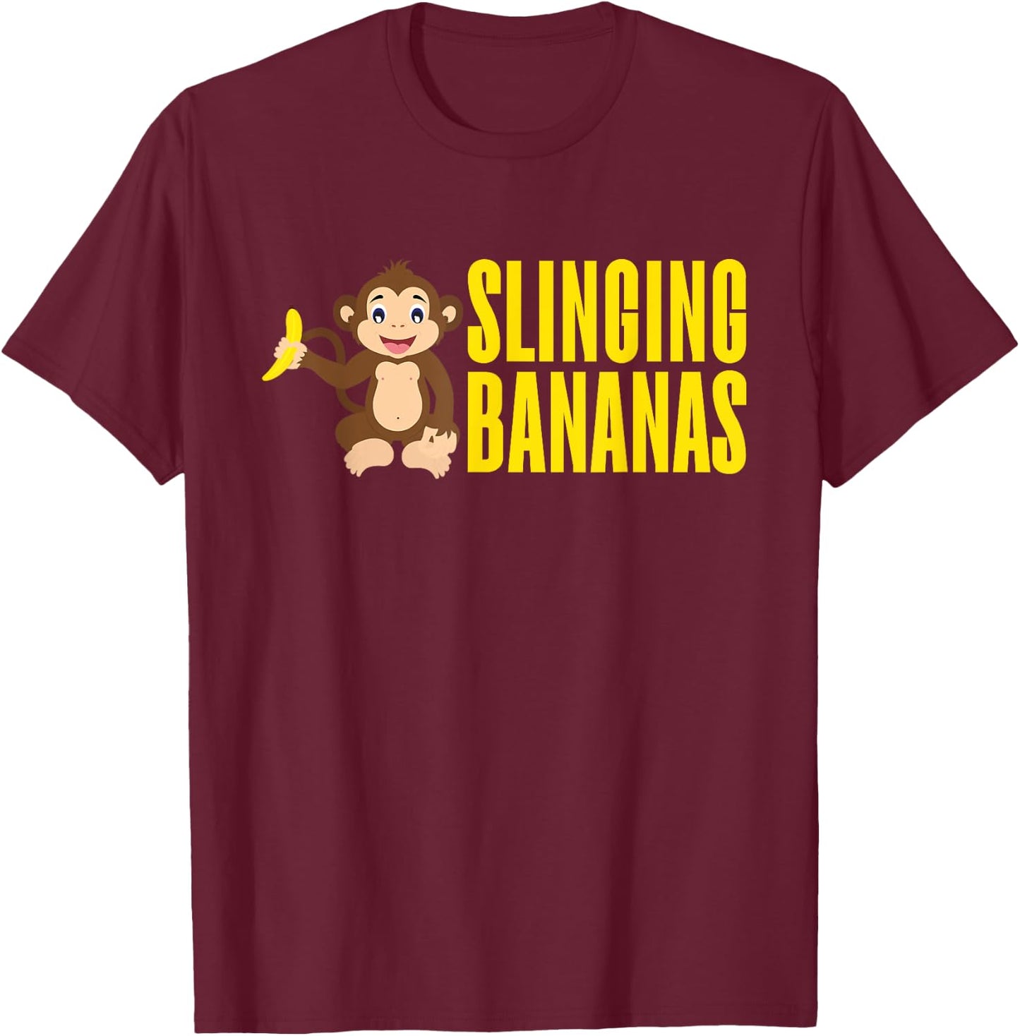 Slinging Bananas Monkey T-Shirt - T-Shirt | Maroon