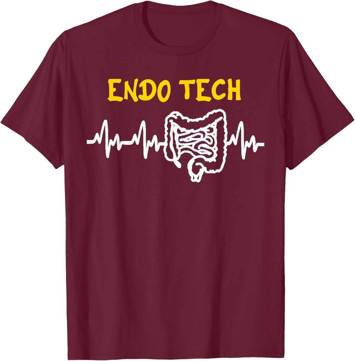 Endo Tech Endoscopy Tech Intestines Heartbeat GI Technician T-Shirt - T-Shirt | Maroon
