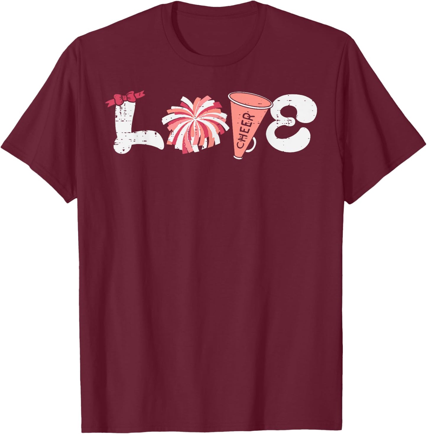 Cheerleader Love Cheerleading Cheer Squad Women Girls Kids T-Shirt - T-Shirt | Maroon