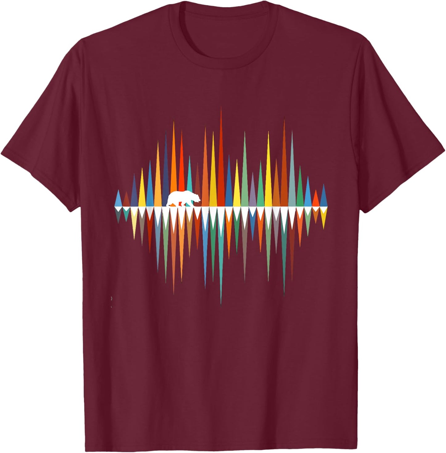 Trees Reflection Wildlife Nature Animal Bear Outdoor Forest T-Shirt - T-Shirt | Maroon