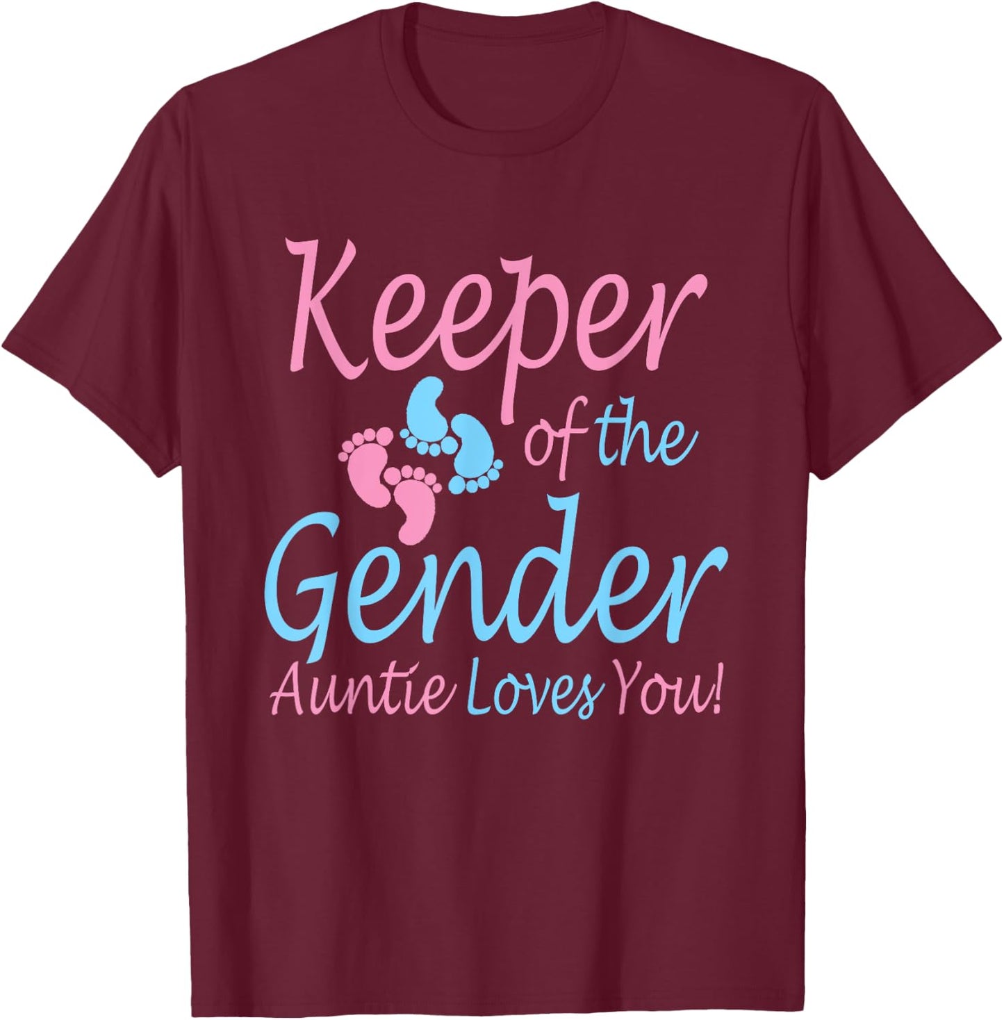 Keeper of the Gender Auntie - Gender Reveal Party Idea T-Shirt - T-Shirt | Maroon