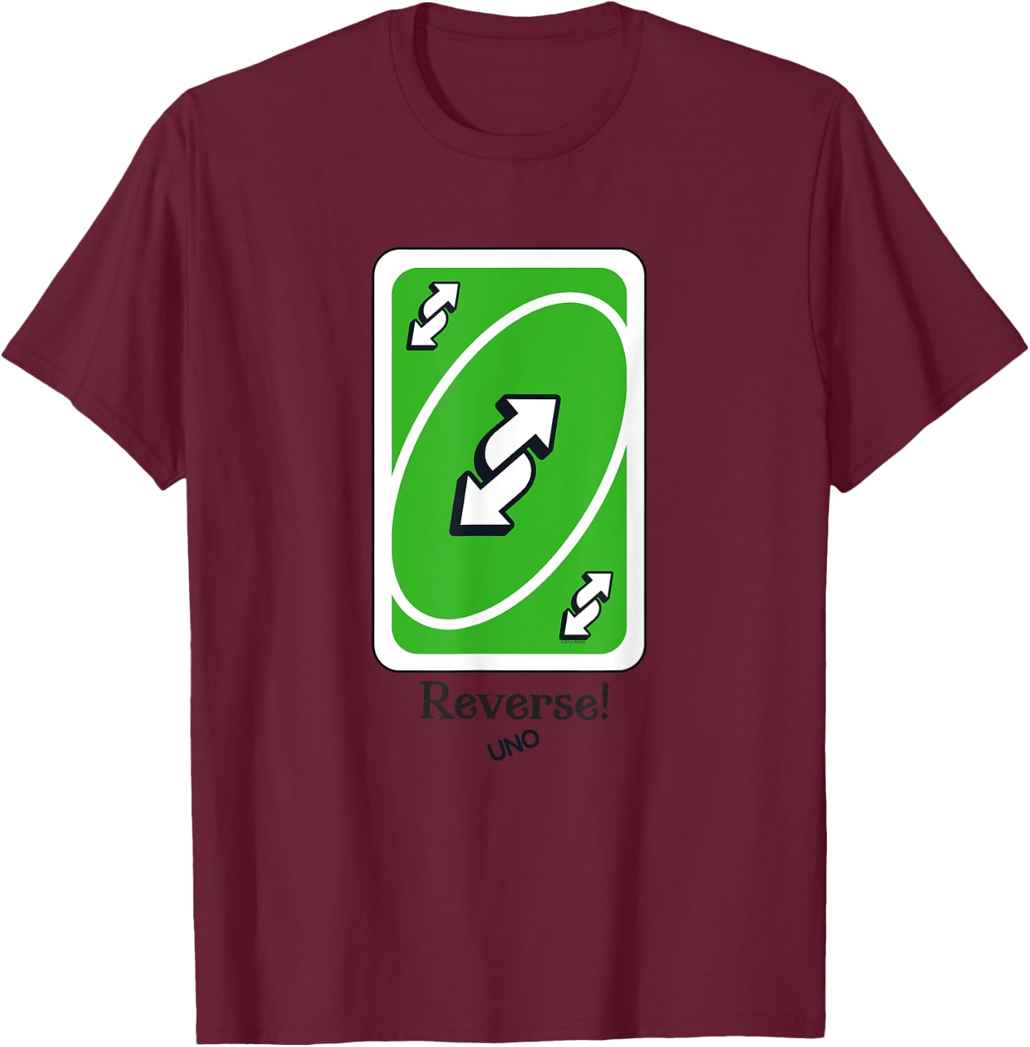 UNO - Green Reverse Card T-Shirt - T-Shirt | Maroon