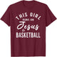 This Girl Runs On Jesus And Basketball Shirt Christian Team T-Shirt - T-Shirt | Maroon