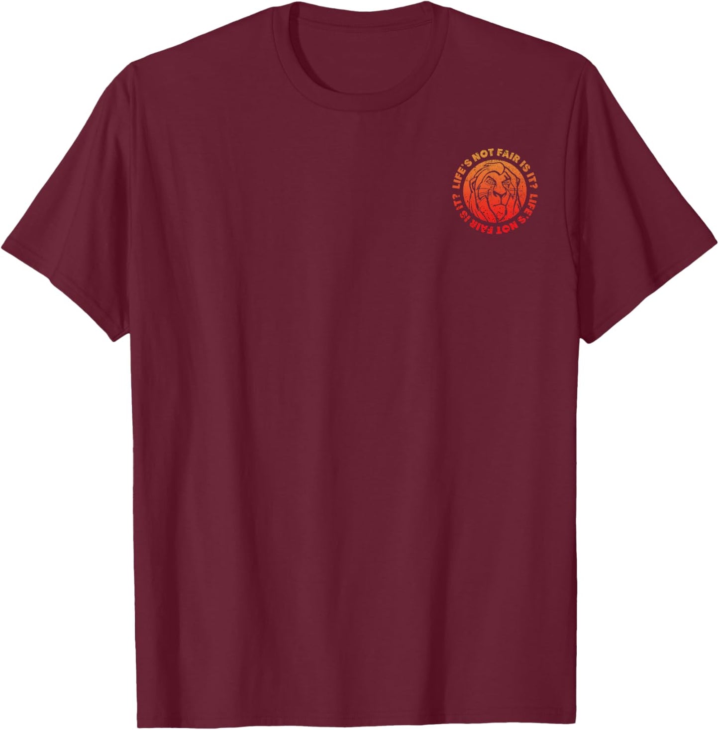 Disney Villains Scar Life's Not Fair Is It Vintage Pocket T-Shirt - T-Shirt | Maroon