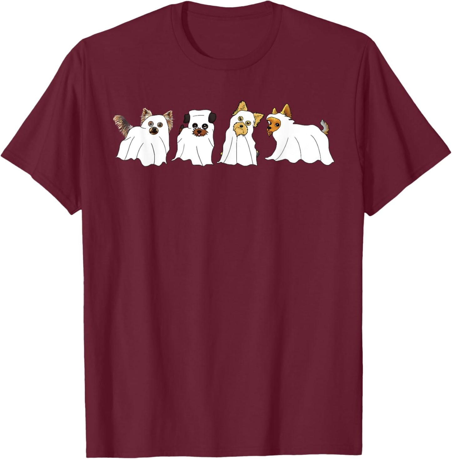 Funny Ghost Yorkshire Terrier Yorkie Dog Lover Halloween Day T-Shirt - T-Shirt | Maroon