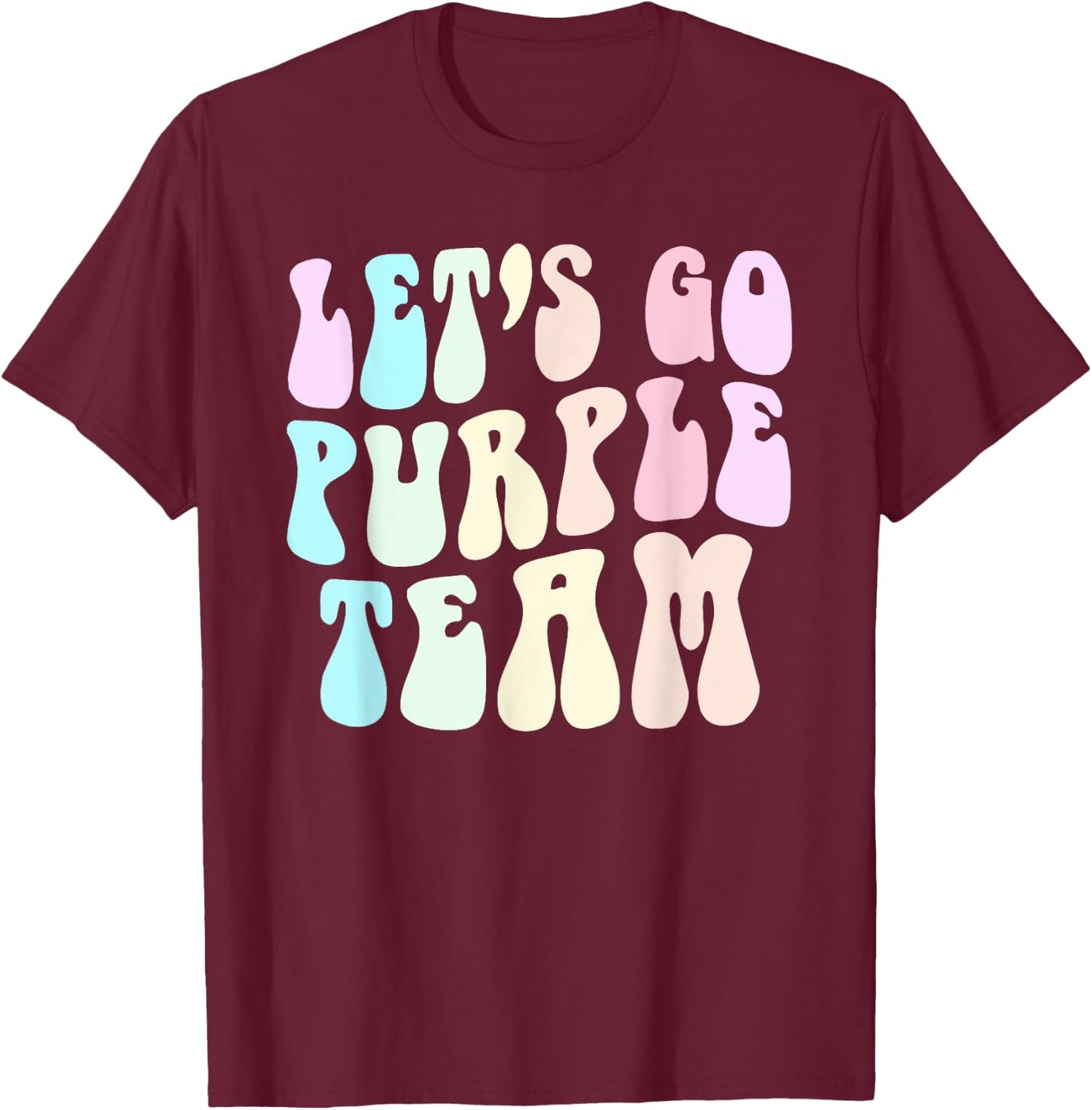 Retro LET'S GO PURPLE TEAM Summer Camp War Game Color Wavy Women Kids T-Shirt - T-Shirt | Maroon