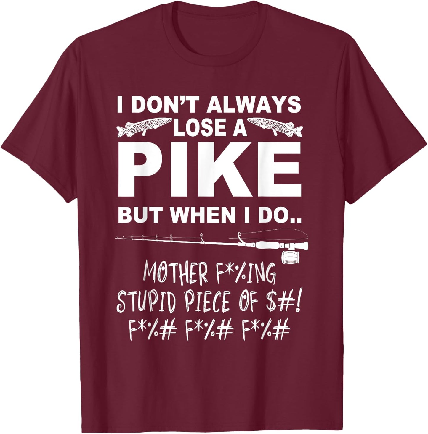 Pike Fishing - Youth Black Small Modern Northern Pike Fishing T-Shirt - T-Shirt | Maroon