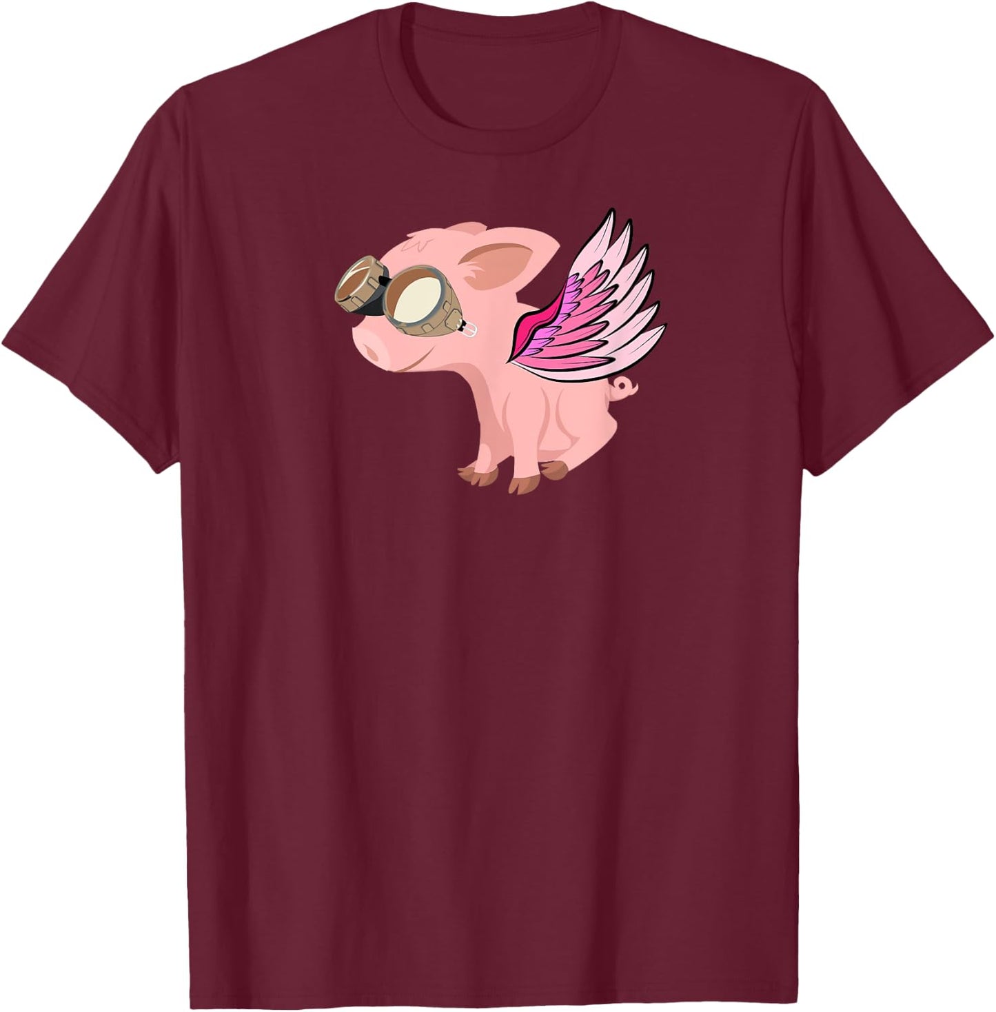 When Pigs Fly, Flying Pig T-Shirt - T-Shirt | Maroon