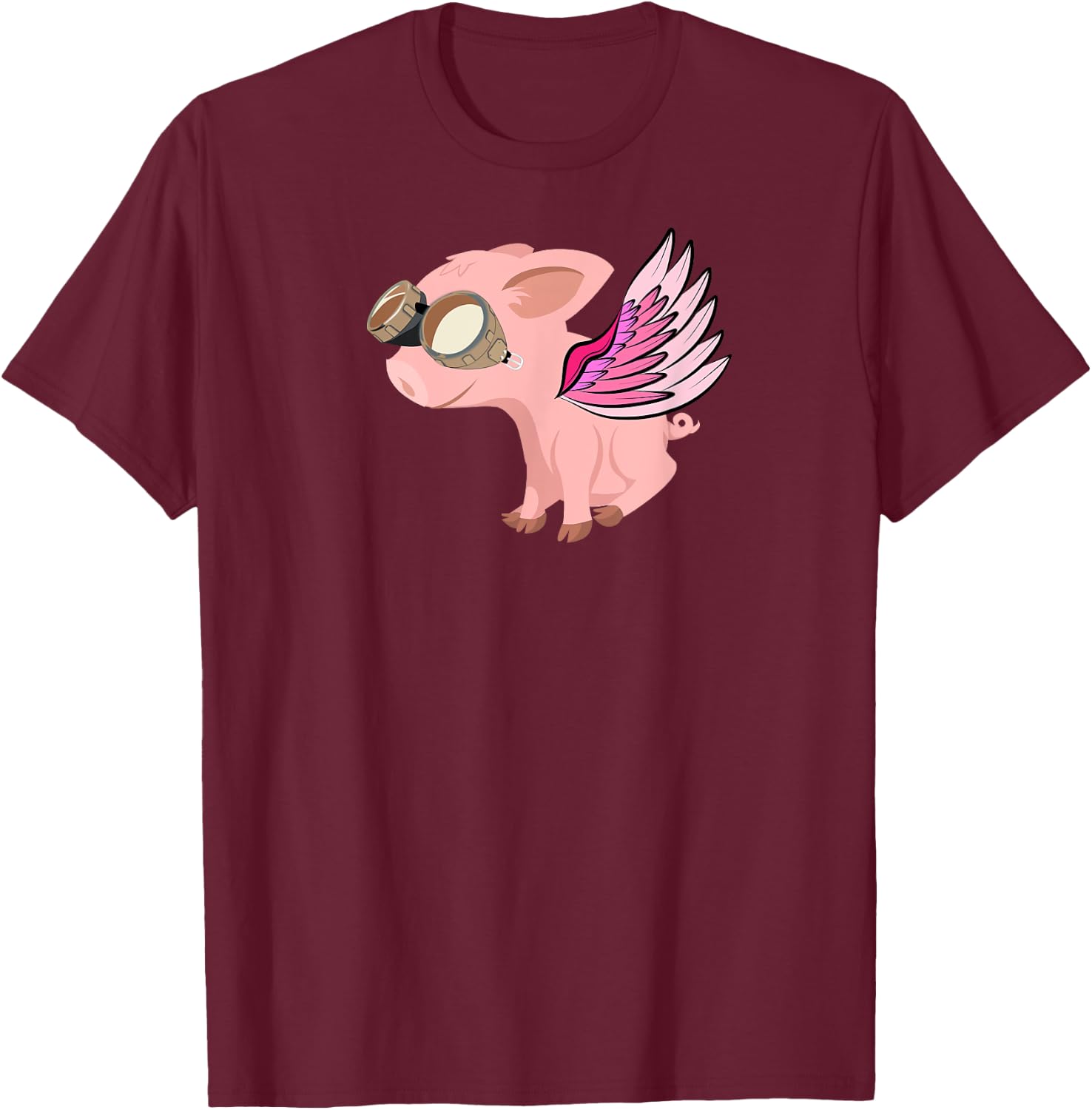 When Pigs Fly, Flying Pig T-Shirt - T-Shirt | Maroon