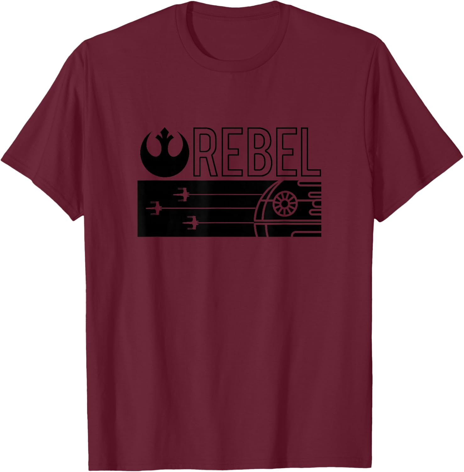 Star Wars A New Hope Classic Rebel Alliance Line Art Logo T-Shirt - T-Shirt | Maroon