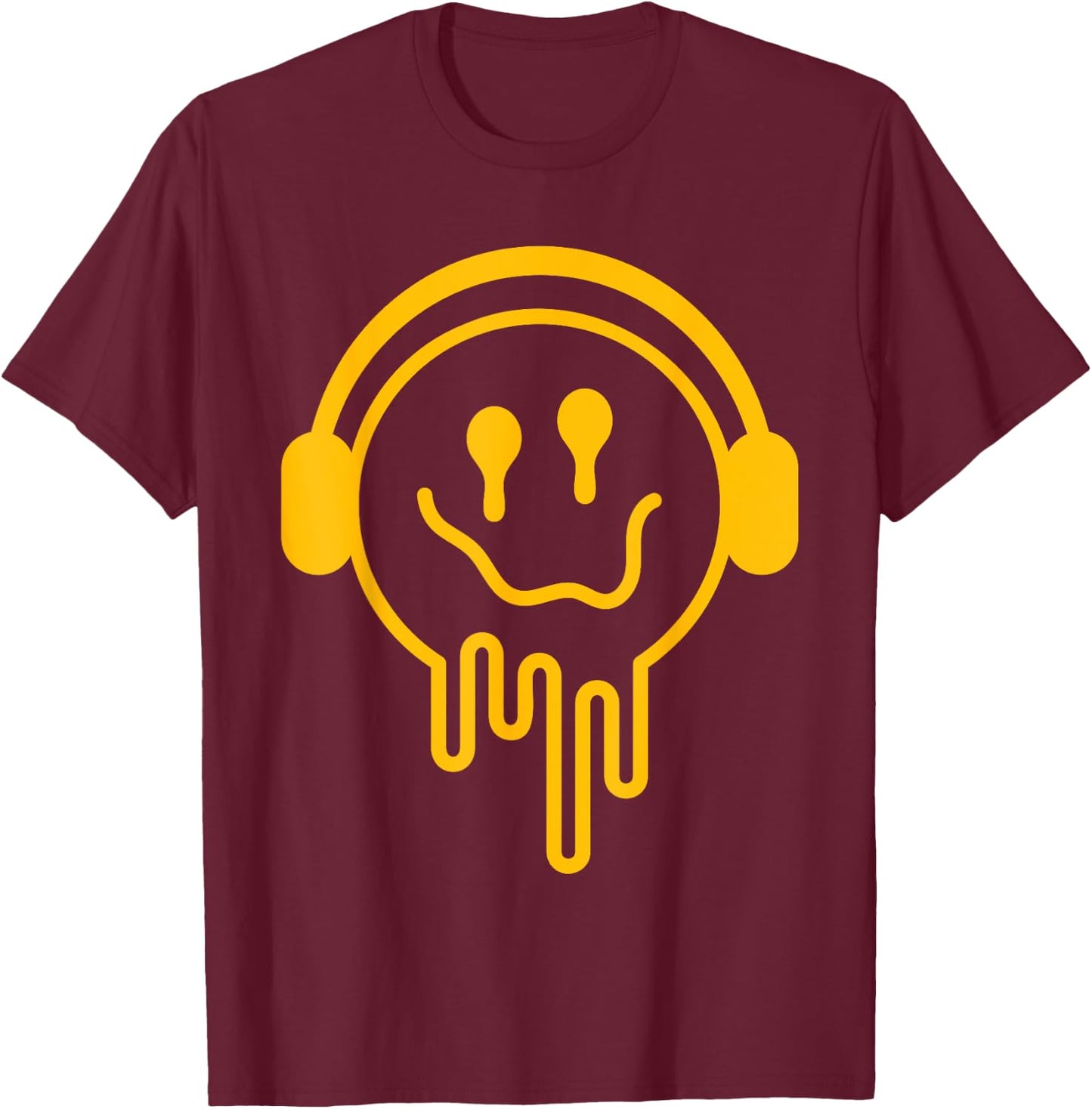 Melting Smile Funny Smiling Melted Dripping Happy Face Cute T-Shirt - T-Shirt | Maroon