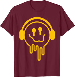 Melting Smile Funny Smiling Melted Dripping Happy Face Cute T-Shirt - T-Shirt | Maroon