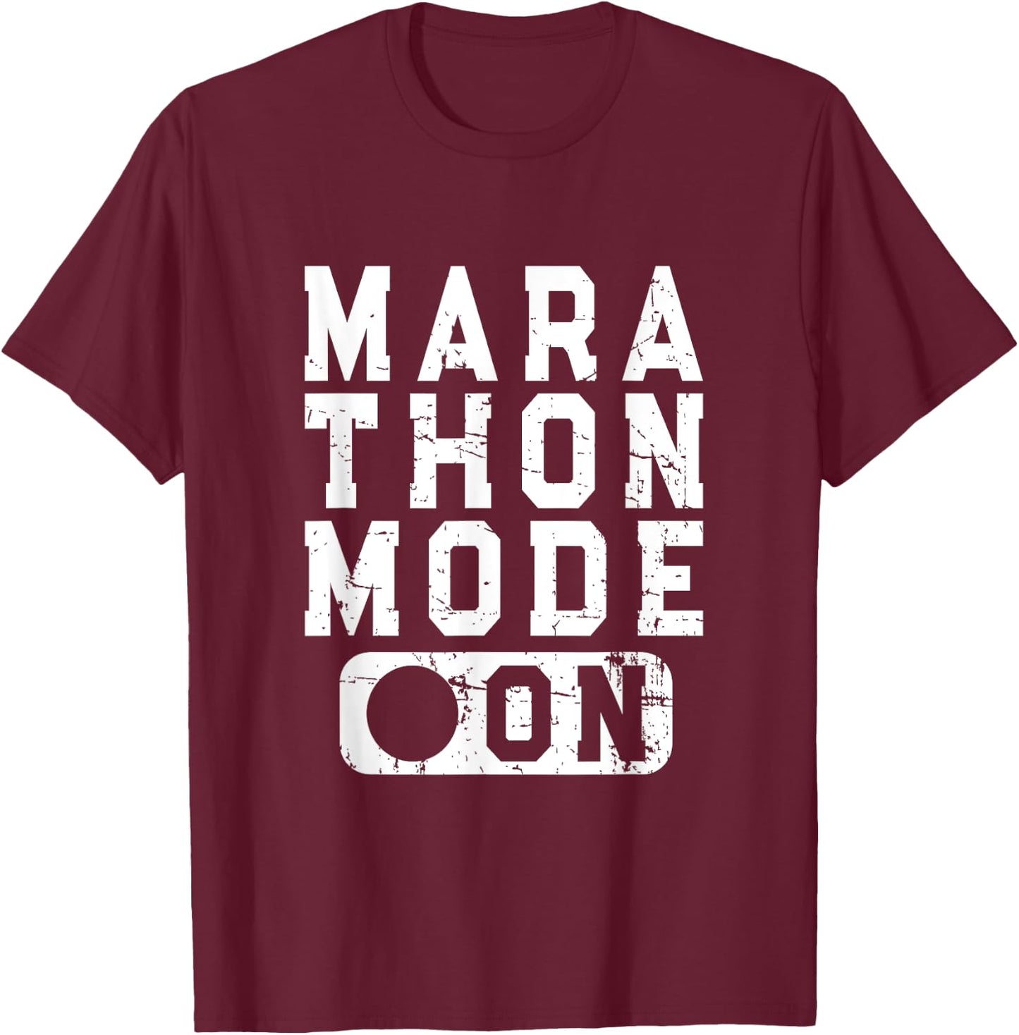 Marathon Mode On - Training Running Race Artwork T-Shirt - T-Shirt | Maroon
