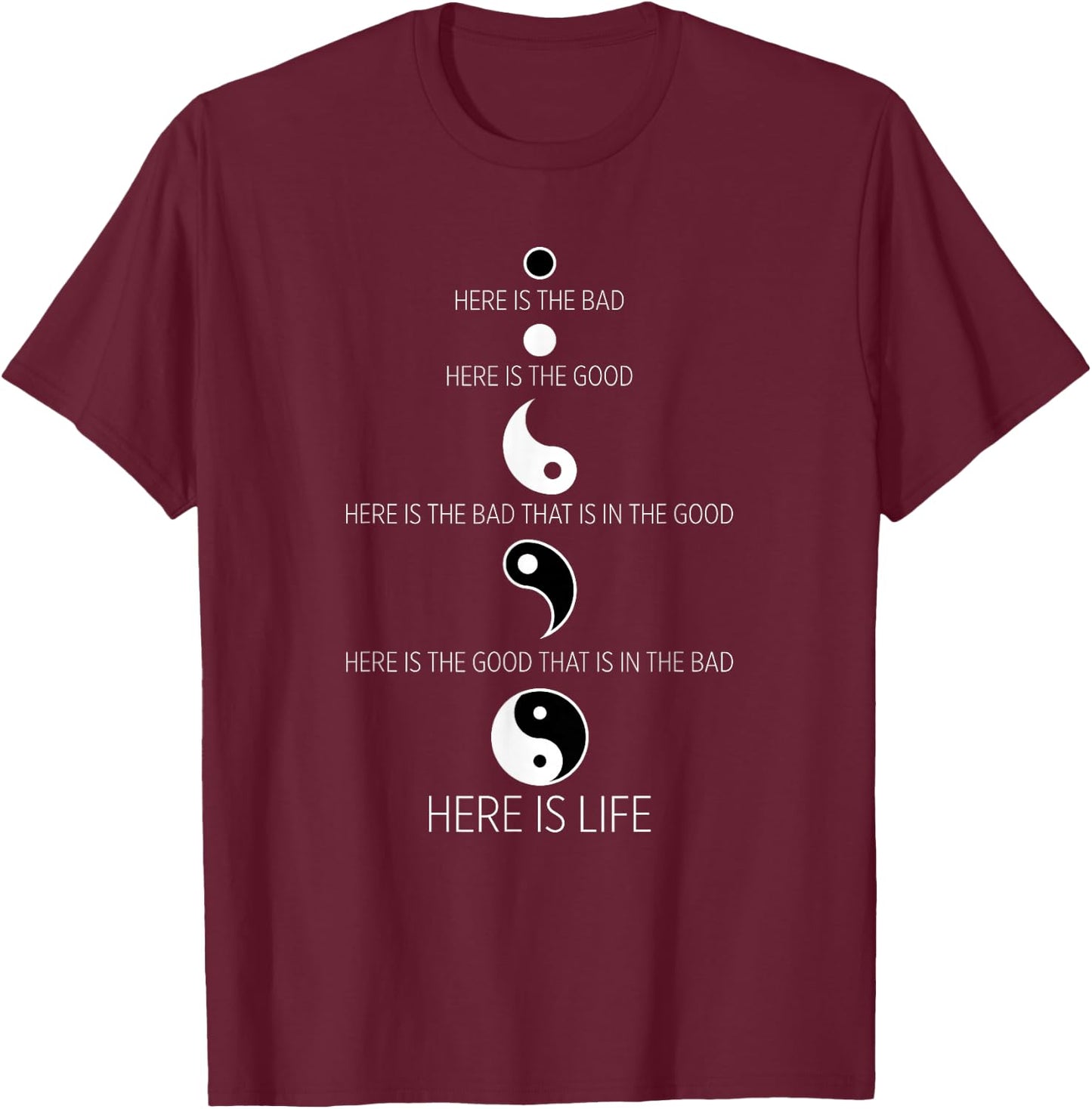 Buddist Life Yin Yang T-Shirt - T-Shirt | Maroon