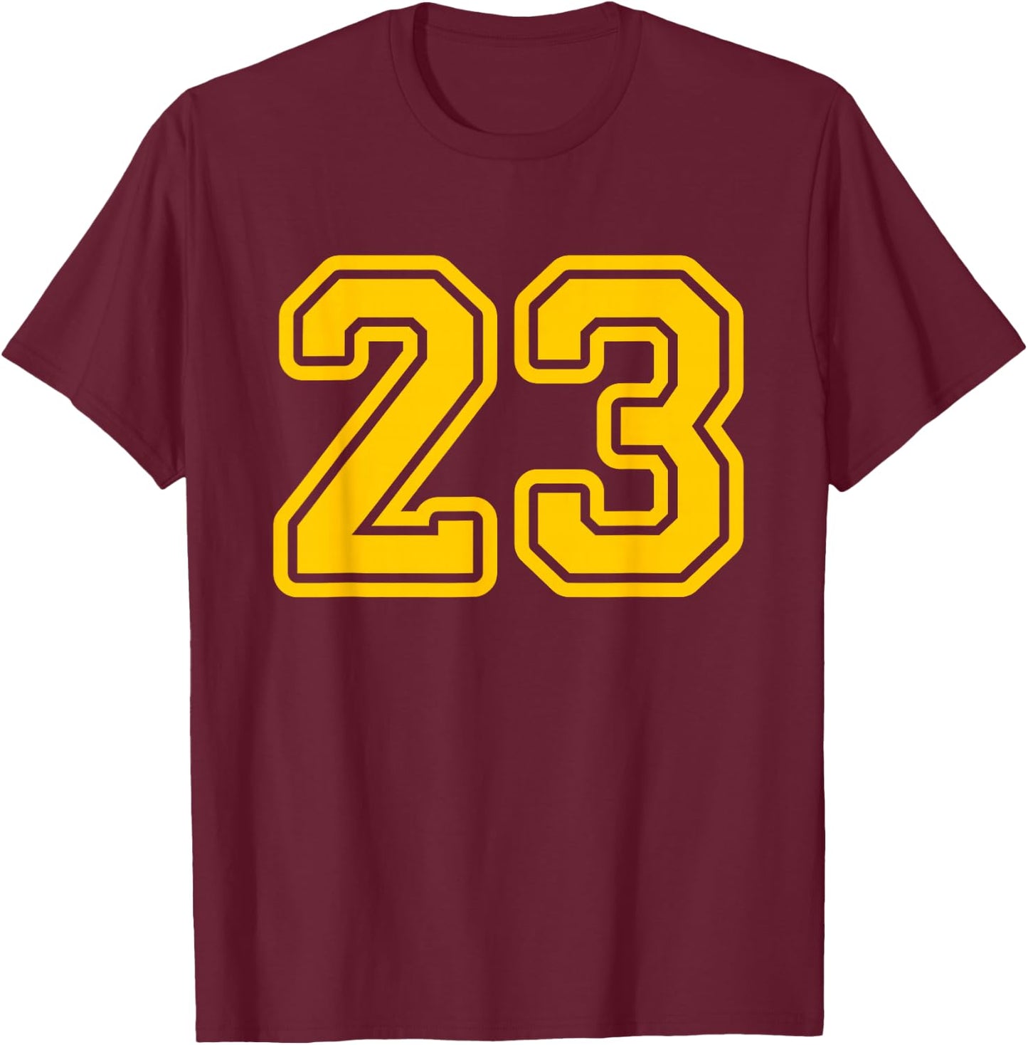 Number #23 Golden Yellow Sport Number 23 T-Shirt - T-Shirt | Maroon