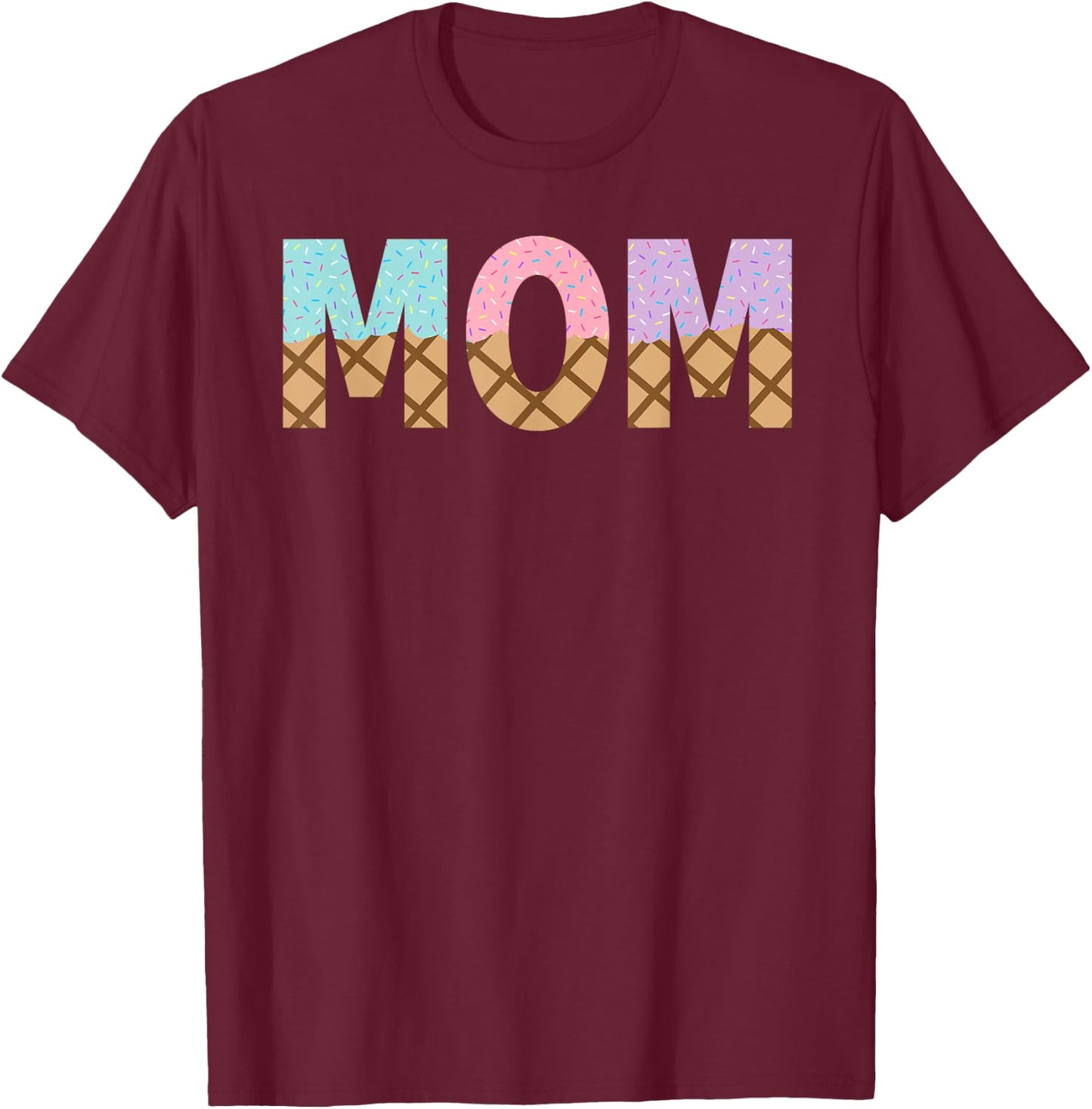 Mom Of 1st First Birthday Girl Ice Cream T-Shirt - T-Shirt | Maroon