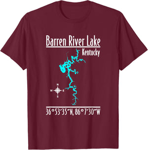 Modern Barren River Lake - Kentucky T-Shirt - T-Shirt | Maroon