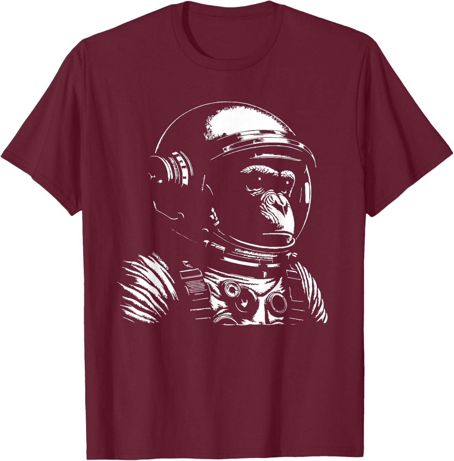 Vintage Space Travel Astronaut Monkey T-Shirt - T-Shirt | Maroon