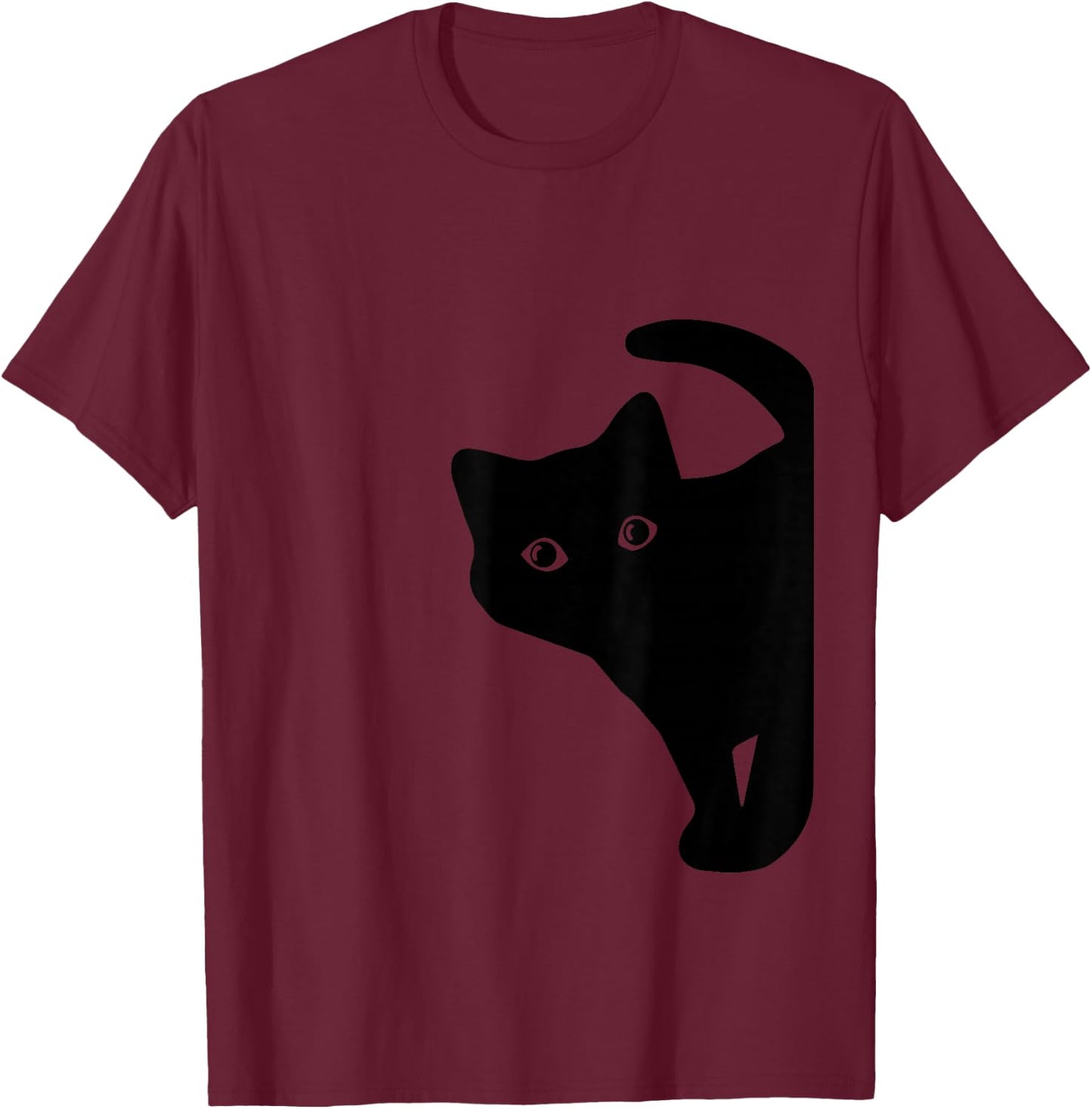 Peeking Cute Black Curious Kitten Men Women Kids Boys Girls T-Shirt - T-Shirt | Maroon