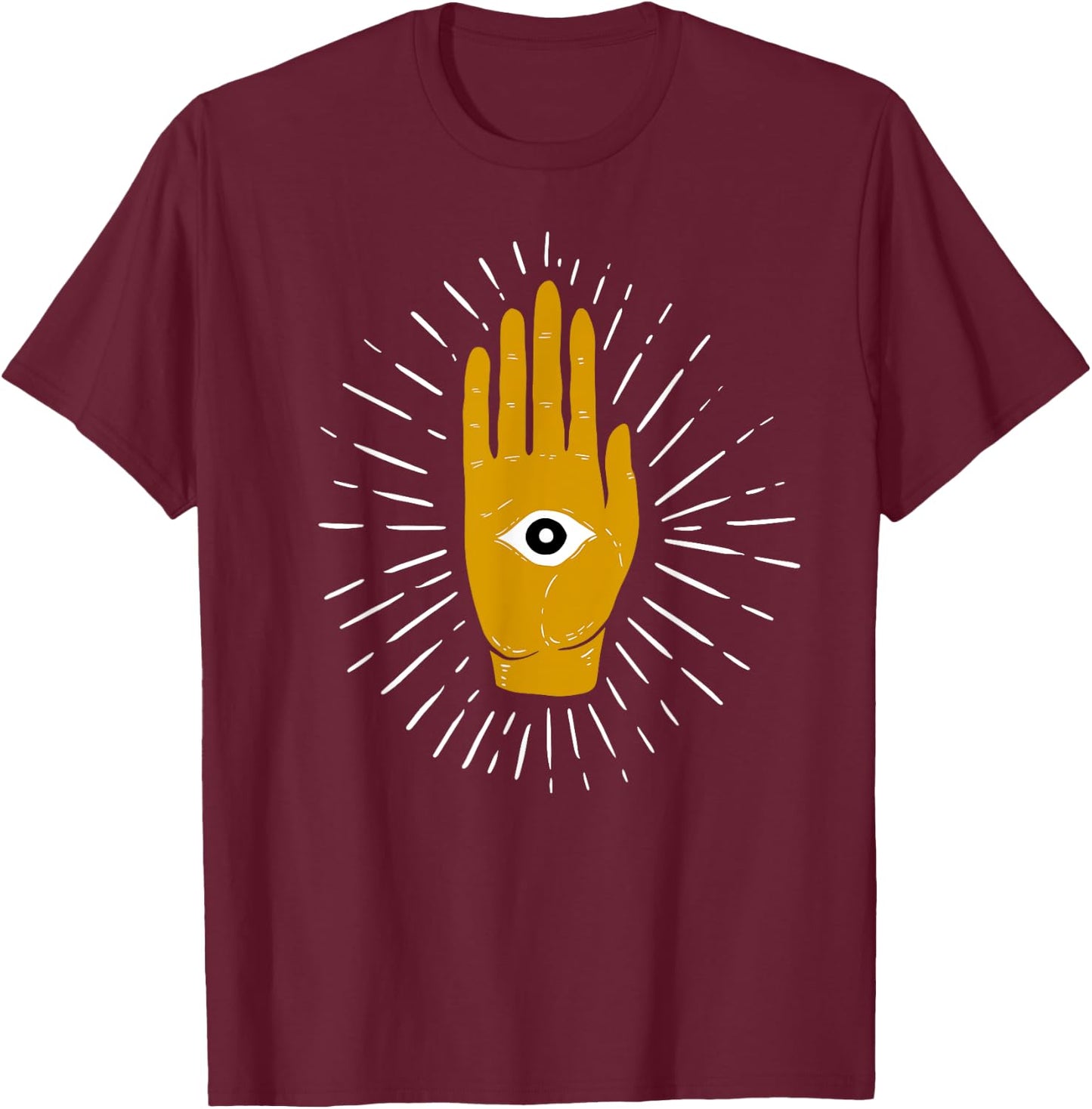 Spiritual Mystic Eye Third Eye All Seeing Eye Hamsa Hand T-Shirt - T-Shirt | Maroon