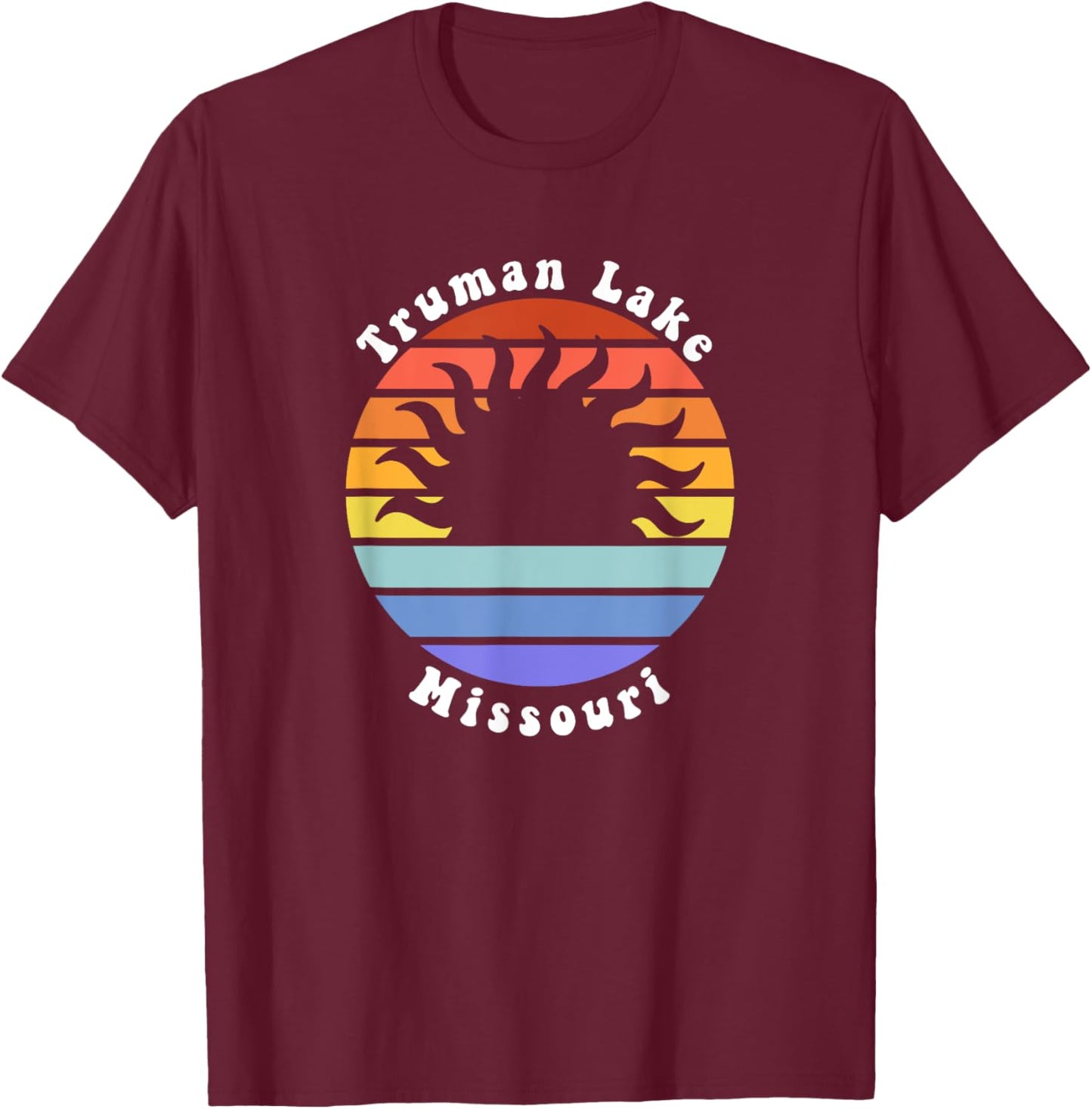 Truman Lake Missouri Sunrise Vacation Souvenir T-Shirt - T-Shirt | Maroon