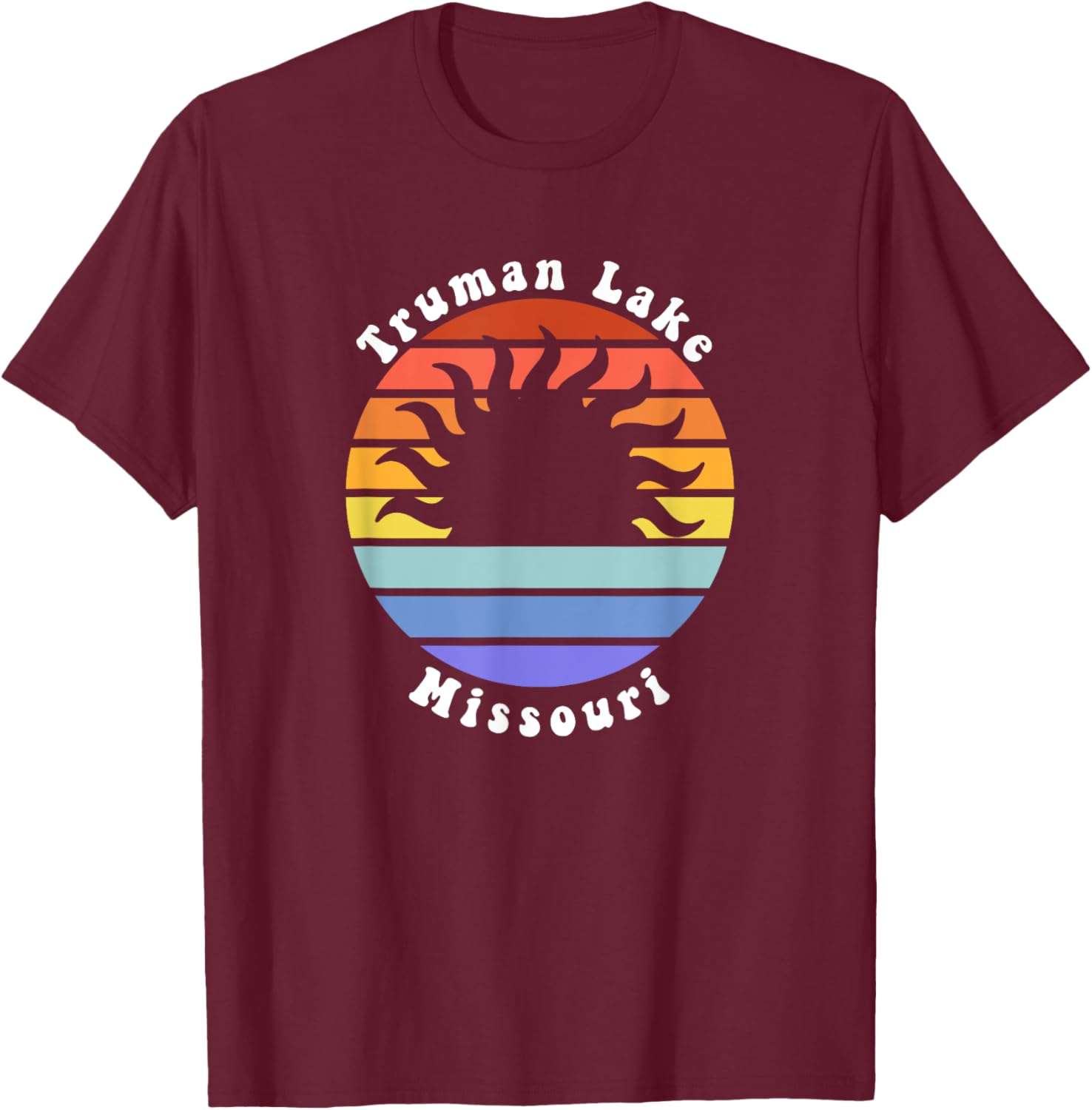 Truman Lake Missouri Sunrise Vacation Souvenir T-Shirt - T-Shirt | Maroon