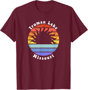 Truman Lake Missouri Sunrise Vacation Souvenir T-Shirt - T-Shirt | Maroon