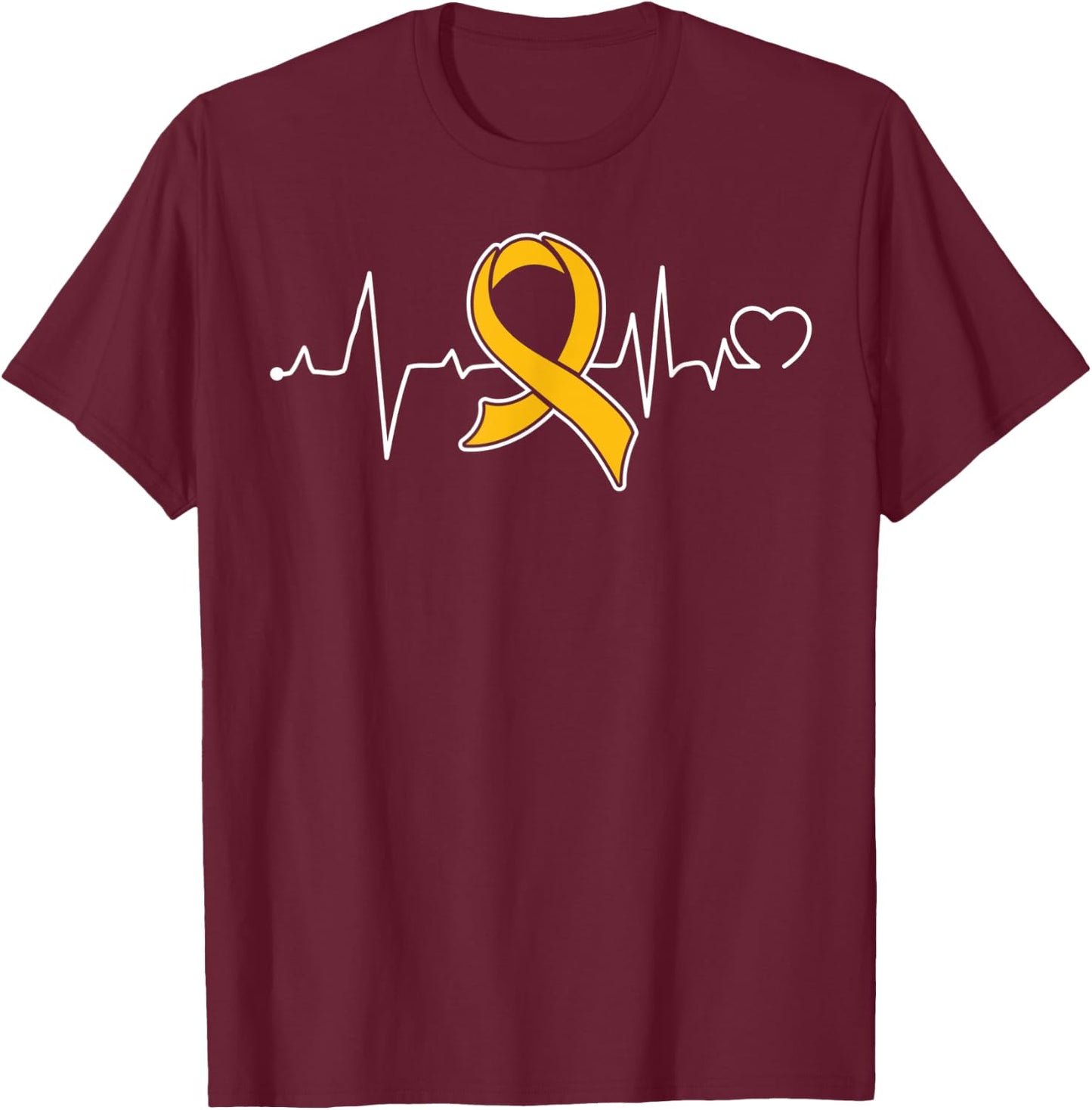 Heartbeat- Childhood Cancer Awareness Item T-Shirt - T-Shirt | Maroon