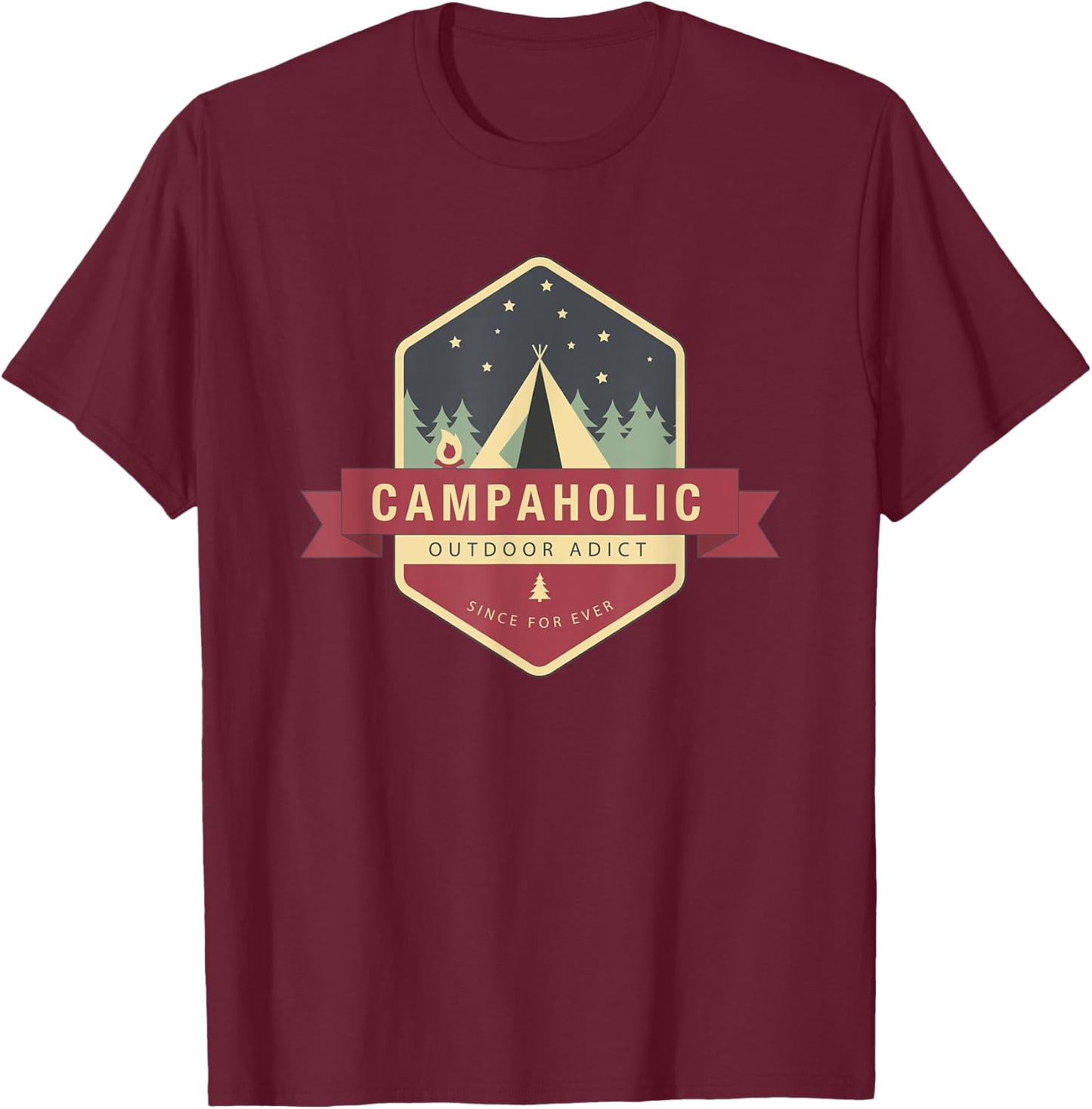 Campaholic Outdoor Addict with a tent T-Shirt - T-Shirt | Maroon
