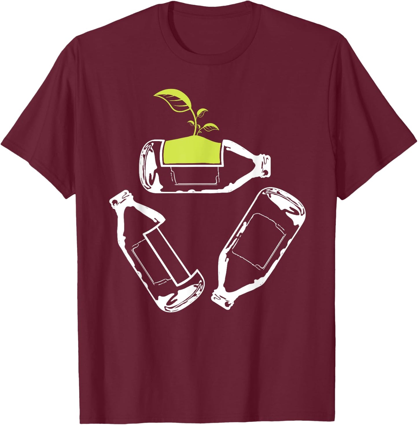 Recycle Reduce Reuse Green Recycling Tree Bottles Plant T-Shirt - T-Shirt | Maroon