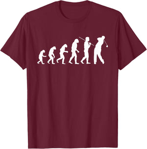 Golf Evolution From Caveman to a Golfer T-Shirt - T-Shirt | Maroon