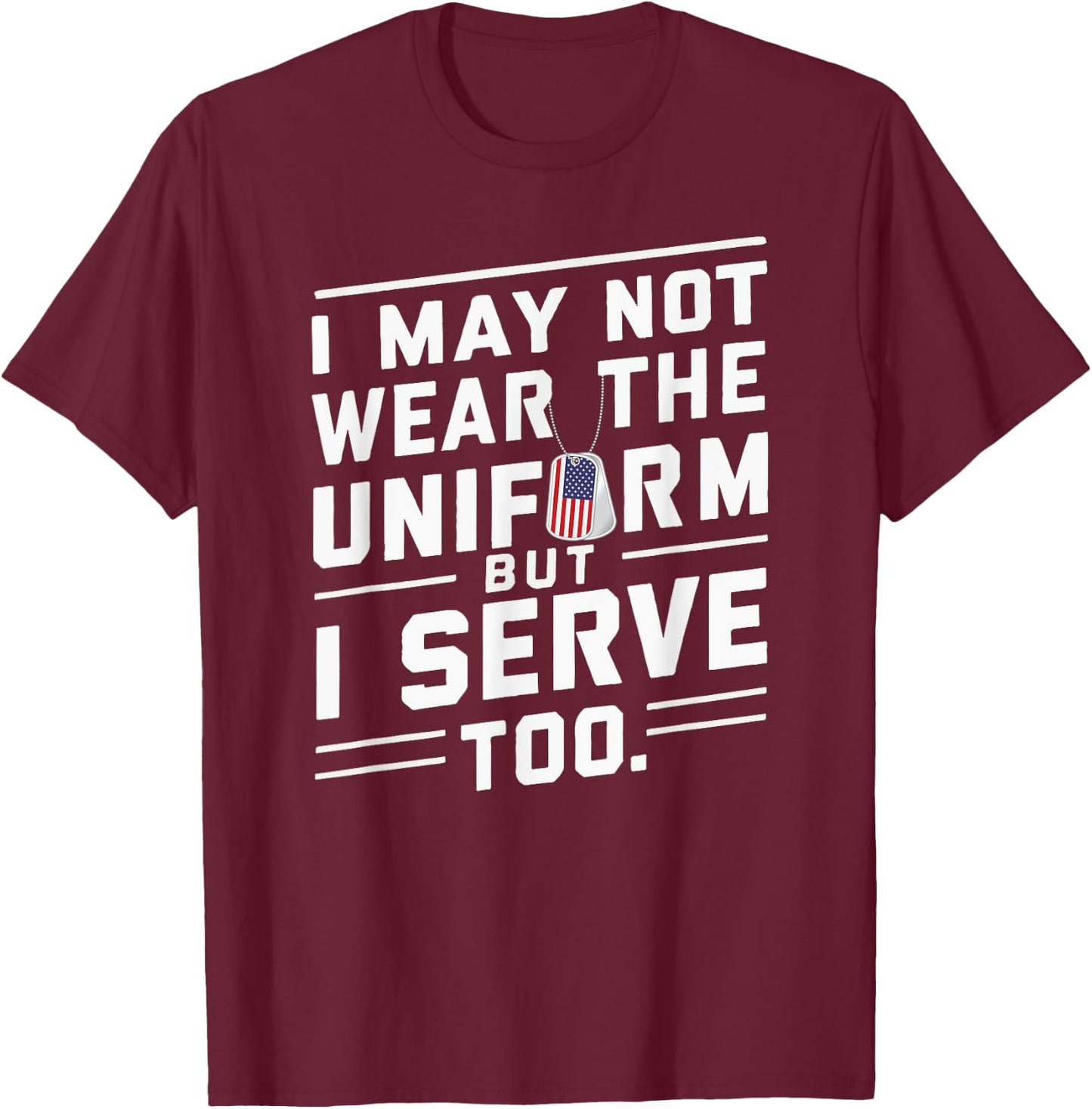 Army Wife Husband Proud Flag Dog Tag Military Spouse Day Women Girls Kids T-Shirt - T-Shirt | Maroon