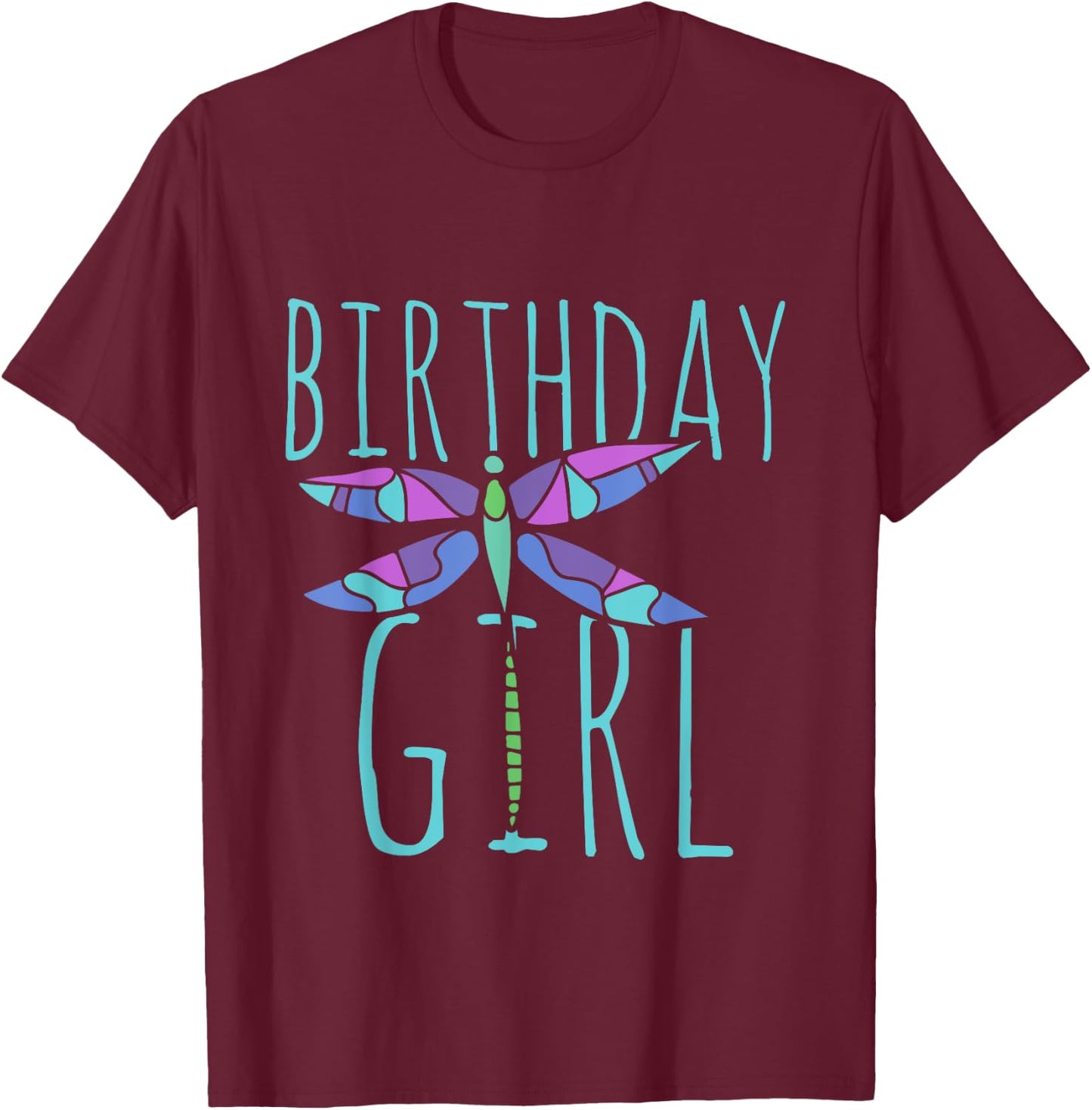 Birthday girl shirt Dragonfly birthday party shirts T-Shirt - T-Shirt | Maroon