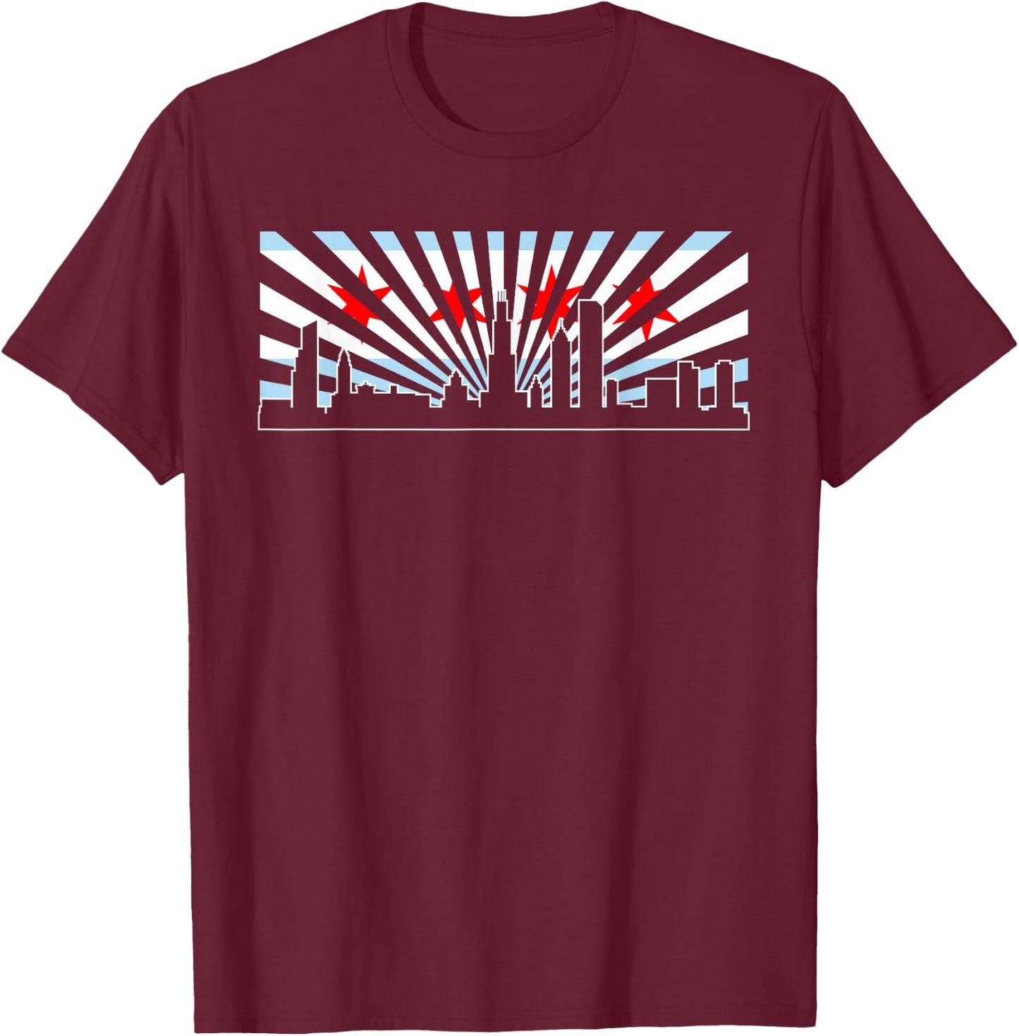 Chicago Flag Skyline Shirt | Know About Chicago Gift T-Shirt - T-Shirt | Maroon