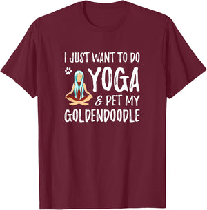 Yoga and Goldendoodle for Funny Dog Mom Women Kids T-Shirt - T-Shirt | Maroon
