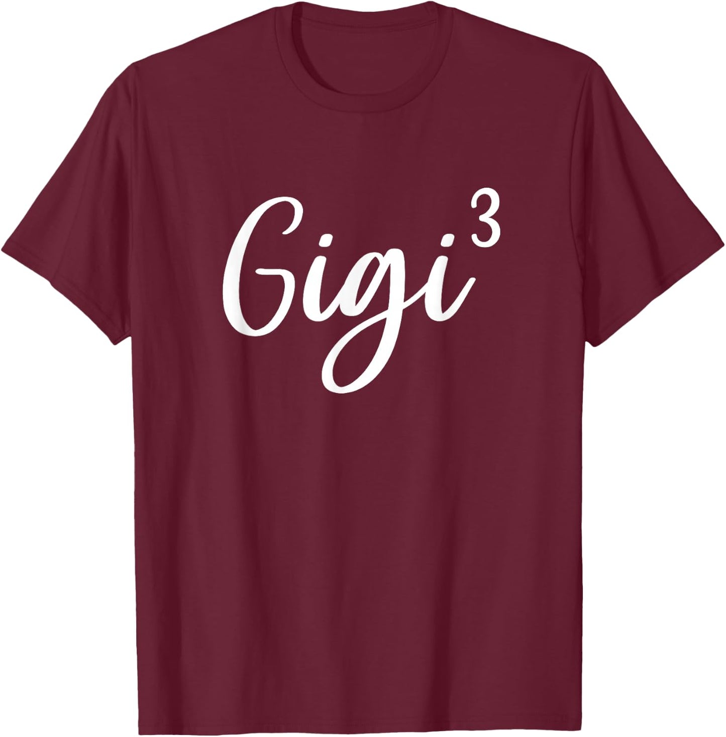 Gigi of 3 Grandma of Three Cute Baby Announcement T-Shirt - T-Shirt | Maroon